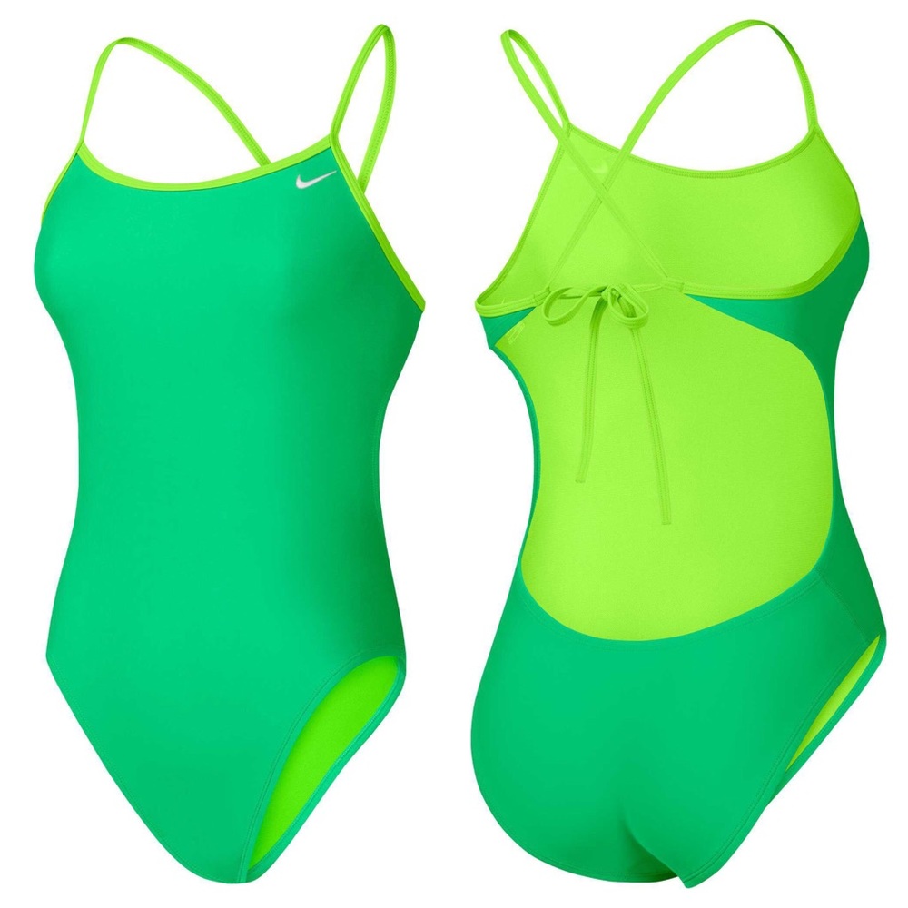 Nike Women's Core Solid Green Cross Back Swimsuit